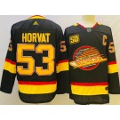 Men's Vancouver Canucks #53 Bo Horvat Black Yellow 50th Anniversary Authentic Jersey