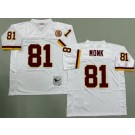 Men's Washington Redskins #81 Art Monk White Throwback Jersey