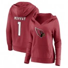 Women's Arizona Cardinals #1 Kyler Murray Red Icon V Neck Pullover Hoodie
