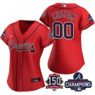 Women's Atlanta Braves Customized Red 2021 World Series Champions 150th Anniversary Cool Base Jersey