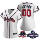 Women's Atlanta Braves Customized White 2021 World Series Champions 150th Anniversary Cool Base Jersey