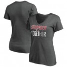 Women's Atlanta Falcons Heather Charcoal Stronger Together V Neck Printed T-Shirt 0839