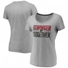 Women's Atlanta Falcons Heather Charcoal Stronger Together V Neck Printed T-Shirt 0852