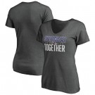 Women's Baltimore Ravens Heather Charcoal Stronger Together V Neck Printed T-Shirt 0804