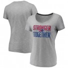 Women's Buffalo Bills Heather Charcoal Stronger Together V Neck Printed T-Shirt 0813