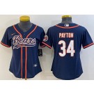 Women's Chicago Bears #34 Walter Payton Limited Navy Baseball Jersey