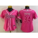 Women's Chicago Bears #34 Walter Payton Limited Pink Baseball Jersey