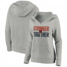 Women's Chicago Bears Heather Gray Stronger Together Crossover Neck Printed Pullover Hoodie 0712