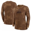 Women's Cleveland Browns Brown 2023 Salute To Service Sideline Long Sleeve T Shirt