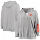 Women's Cleveland Browns Gray Lace Up Pullover Hoodie