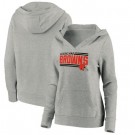 Women's Cleveland Browns Gray On Side Stripe V Neck Pullover Hoodie