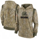 Women's Cleveland Browns Olive 2021 Salute To Service Therma Performance Pullover Hoodie