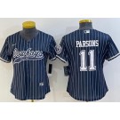 Women's Dallas Cowboys #11 Micah Parsons Limited Navy Stripes Baseball Jersey