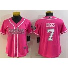 Women's Dallas Cowboys #7 Trevon Diggs Limited Pink Baseball Jersey