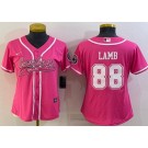 Women's Dallas Cowboys #88 CeeDee Lamb Limited Pink Baseball Jersey