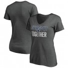 Women's Dallas Cowboys Heather Charcoal Stronger Together V Neck Printed T-Shirt 0830