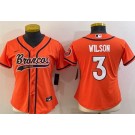 Women's Denver Broncos #3 Russell Wilson Limited Orange Baseball Jersey