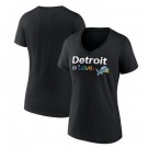 Women's Detroit Lions Black City Pride Team V Neck T Shirt