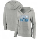Women's Detroit Lions Heather Gray Stronger Together Crossover Neck Printed Pullover Hoodie 0700