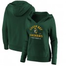 Women's Green Bay Packers Green Vintage Arch V Neck Pullover Hoodie