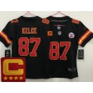Women's Kansas City Chiefs #87 Travis Kelce Limited Black C Patch Vapor Jersey