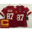 Women's Kansas City Chiefs #87 Travis Kelce Limited Red C Patch Vapor Jersey