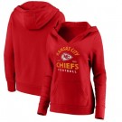 Women's Kansas City Chiefs Red Vintage Arch V Neck Pullover Hoodie