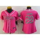 Women's Las Vegas Raiders #28 Josh Jacobs Limited Pink Baseball Jersey