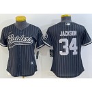 Women's Las Vegas Raiders #34 Bo Jackson Limited Black Stripes Baseball Jersey
