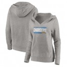 Women's Los Angeles Chargers Gray On Side Stripe V Neck Pullover Hoodie