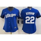 Women's Los Angeles Dodgers #22 Clayton Kershaw Blue 2021 City Cool Base Jersey