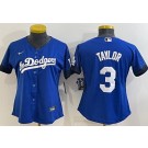 Women's Los Angeles Dodgers #3 Chris Taylor Blue 2021 City Cool Base Jersey