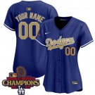 Women's Los Angeles Dodgers Customized Blue 2025 Gold Collection Limited Jersey