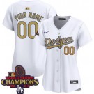 Women's Los Angeles Dodgers Customized White 2025 Gold Collection Limited Jersey
