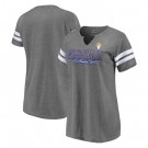 Women's Los Angeles Rams Charcoal Super Bowl LVI Bound Fade Script Stripe Notch Neck T-Shirt
