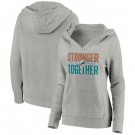 Women's Miami Dolphins Heather Gray Stronger Together Crossover Neck Printed Pullover Hoodie 0724