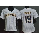 Women's Milwaukee Brewers #19 Robin Yount White Cool Base Jersey