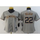 Women's Milwaukee Brewers #22 Christian Yelich Gray 2020 Cool Base Jersey