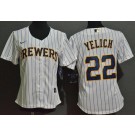 Women's Milwaukee Brewers #22 Christian Yelich White 2020 Cool Base Jersey
