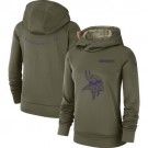 Women's Minnesota Vikings Olive Salute To Service Printed Pullover Hoodie