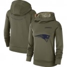 Women's New England Patriots Olive Salute To Service Printed Pullover Hoodie