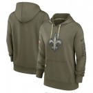 Women's New Orleans Saints Olive 2022 Salute To Service Performance Pullover Hoodie