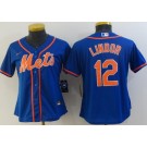 Women's New York Mets #12 Francisco Lindor Blue Cool Base Jersey