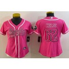 Women's Philadelphia Eagles #62 Jason Kelce Limited Pink Baseball Jersey