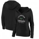 Women's Philadelphia Eagles Black Vintage Arch V Neck Pullover Hoodie