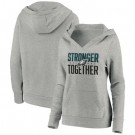 Women's Philadelphia Eagles Heather Gray Stronger Together Crossover Neck Printed Pullover Hoodie 0727
