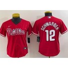 Women's Philadelphia Phillies #12 Kyle Schwarber Red Cool Base Jersey