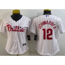Women's Philadelphia Phillies #12 Kyle Schwarber White Cool Base Jersey