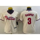 Women's Philadelphia Phillies #3 Bryce Harper Cream Cool Base Jersey