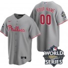 Women's Philadelphia Phillies Customized Gray 2022 World Series Cool Base Jersey